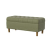 Sol Storage Bench Ottoman | Light Sage Green Velvet | Brown | 40"