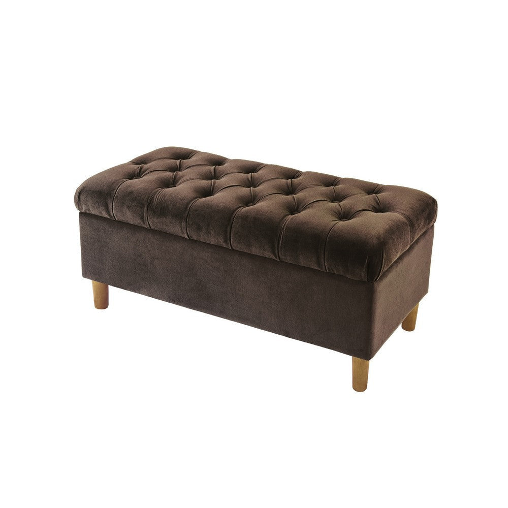 Sol Storage Bench Ottoman | Chocolate Brown Velvet | Wood | 40"