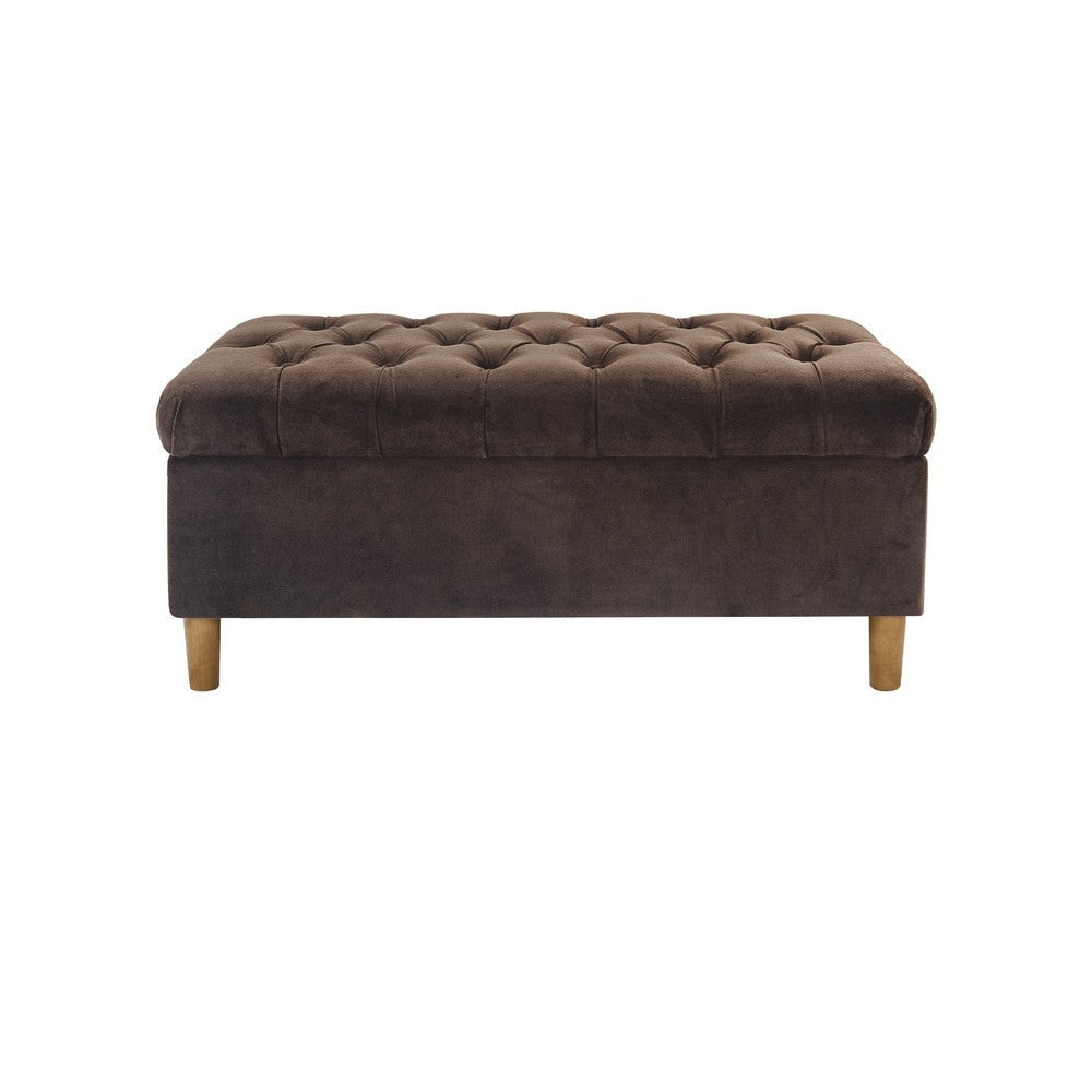 Sol Storage Bench Ottoman | Chocolate Brown Velvet | Wood | 40’’