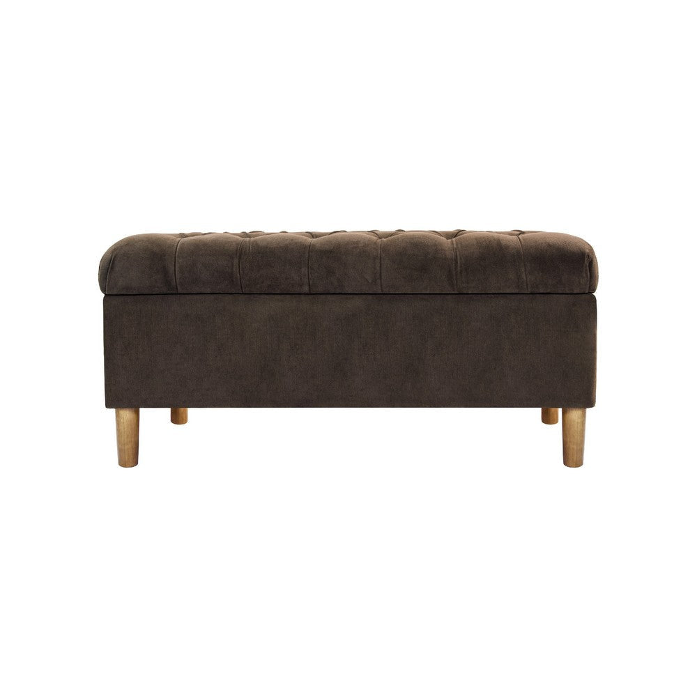 Sol Storage Bench Ottoman | Chocolate Brown Velvet | Wood | 40’’