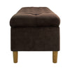 Sol Storage Bench Ottoman | Chocolate Brown Velvet | Wood | 40’’