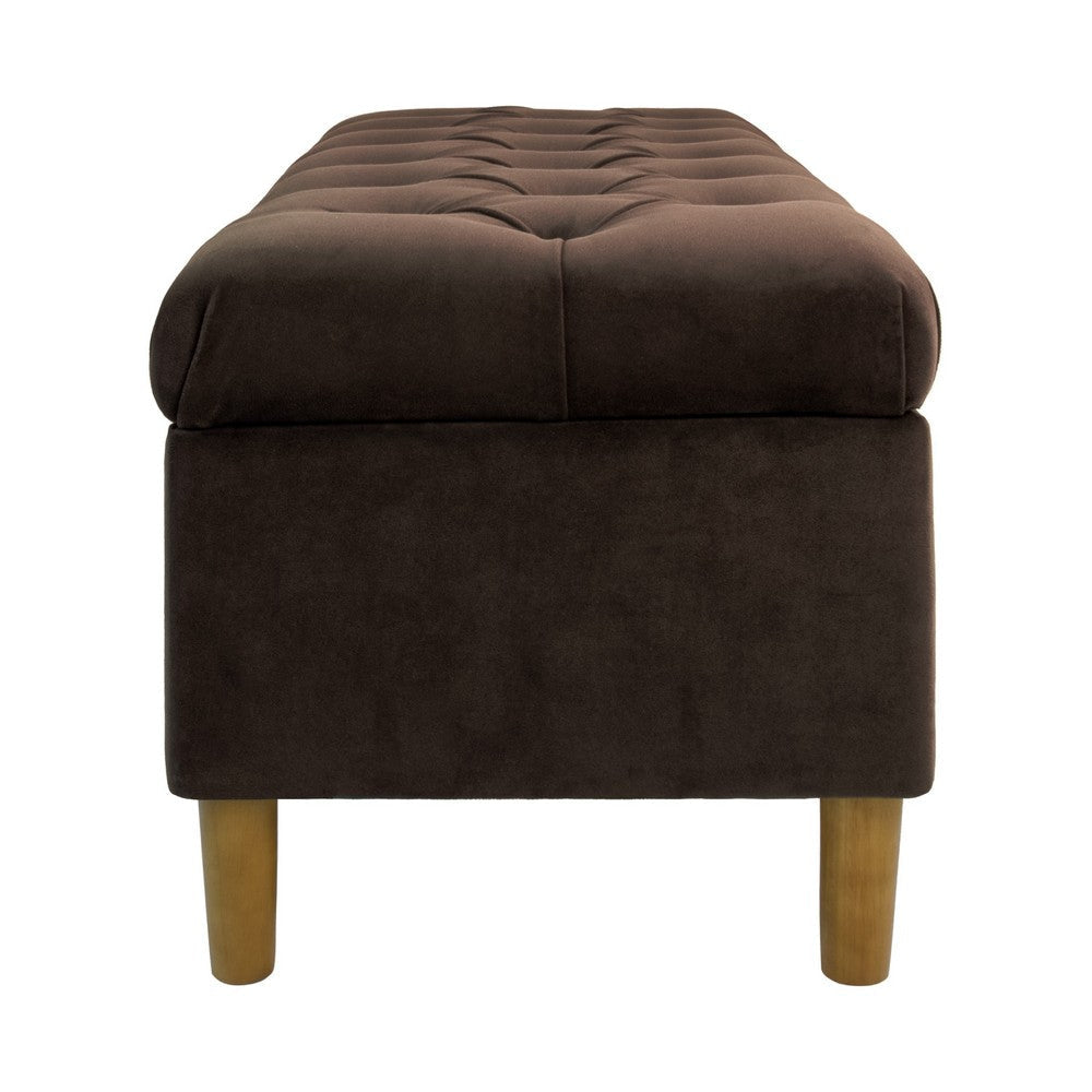Sol Storage Bench Ottoman | Chocolate Brown Velvet | Wood | 40’’