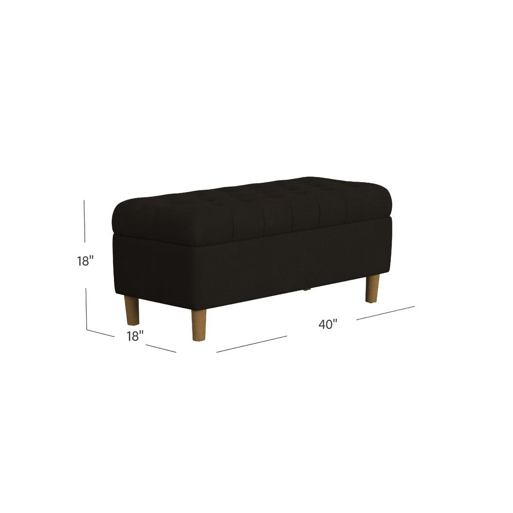 Sol Storage Bench Ottoman | Chocolate Brown Velvet | Wood | 40"