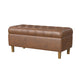 Sol Storage Bench Ottoman | Brown Faux Leather and Hardwood | 36’’ BM334211