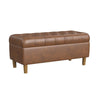 Sol Storage Bench Ottoman | Brown Faux Leather and Hardwood | 36"