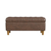 Sol Storage Bench Ottoman | Brown Faux Leather and Hardwood | 36’’ BM334211