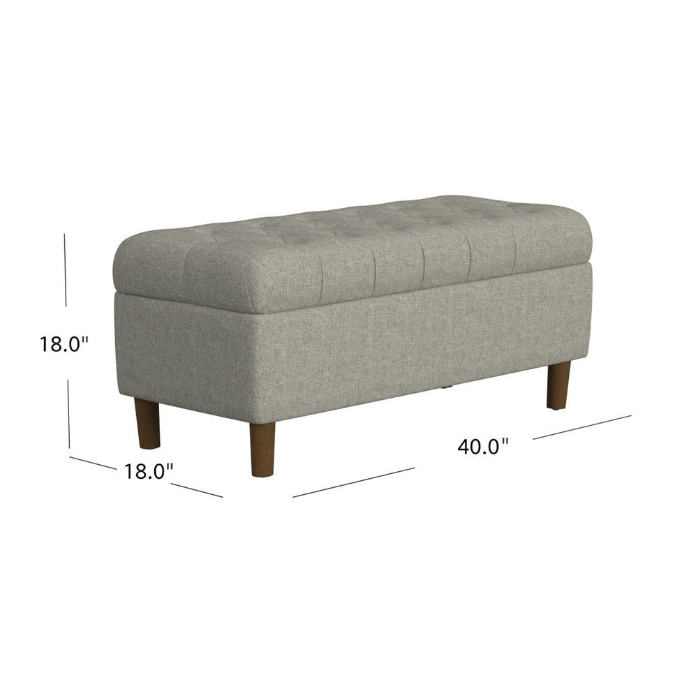 Sol Storage Bench Ottoman | Gray Woven Fabric | Brown Wood | 40’’ BM334212