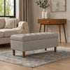 Sol Storage Bench Ottoman | Gray Woven Fabric | Brown Wood | 40"
