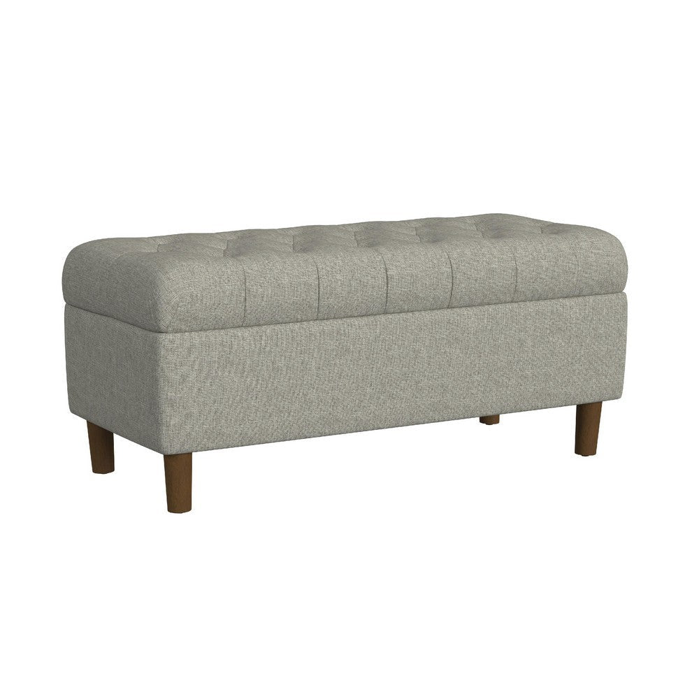 Sol Storage Bench Ottoman | Gray Woven Fabric | Brown Wood | 40"