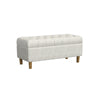 Sol Storage Bench Ottoman | Cream Woven Fabric | Brown Wood | 40"