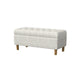 Sol Storage Bench Ottoman | Cream Woven Fabric | Brown Wood | 40’’