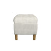 Sol Storage Bench Ottoman | Cream Woven Fabric | Brown Wood | 40’’