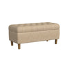 Sol Storage Bench Ottoman | Light Tan Woven Fabric | Brown Wood | 40"
