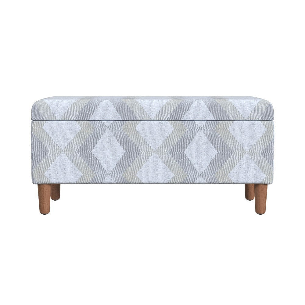Zia Accent Storage Bench | Cream Gray Woven Diamond Pattern | 36’’
