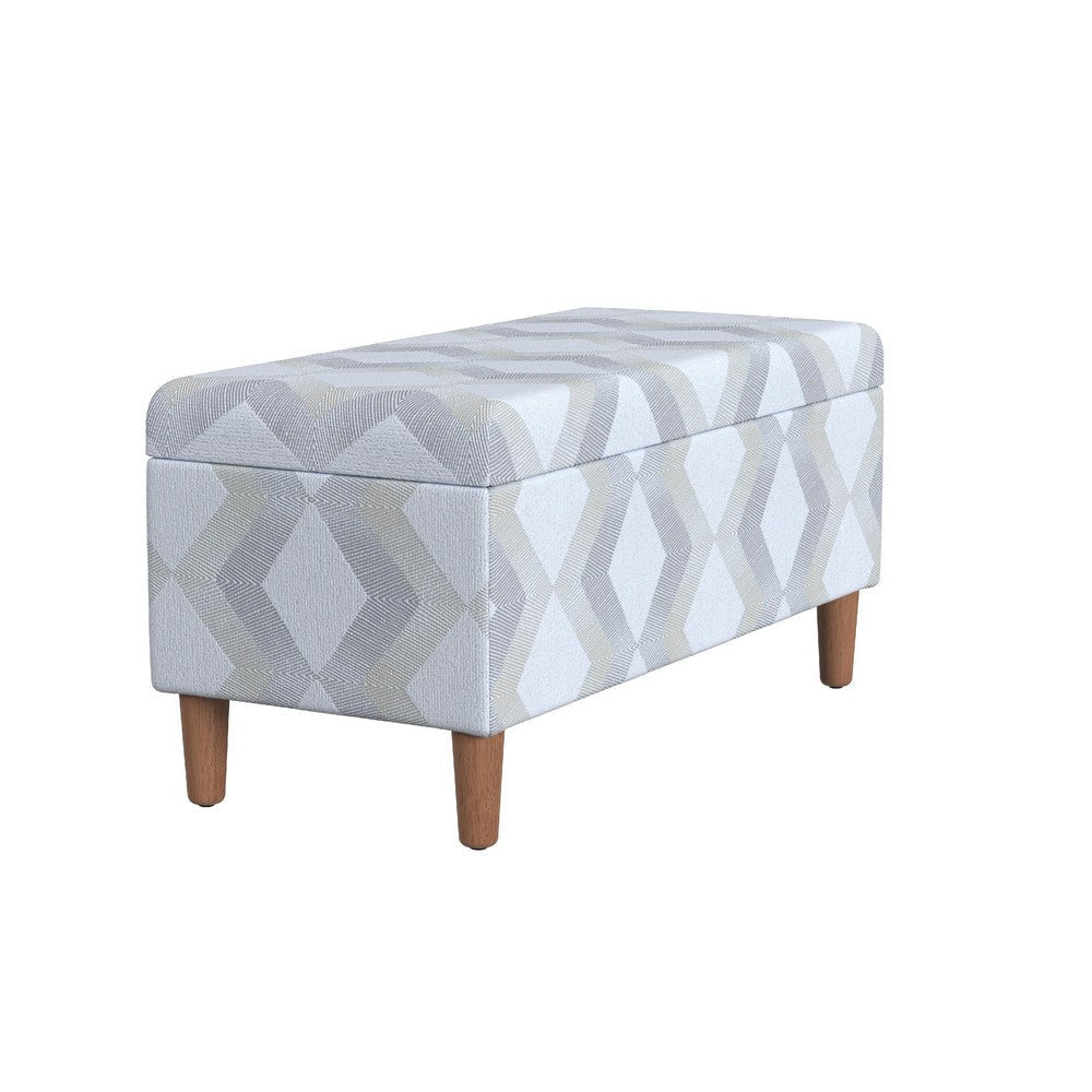 Zia Accent Storage Bench | Cream Gray Woven Diamond Pattern | 36’’
