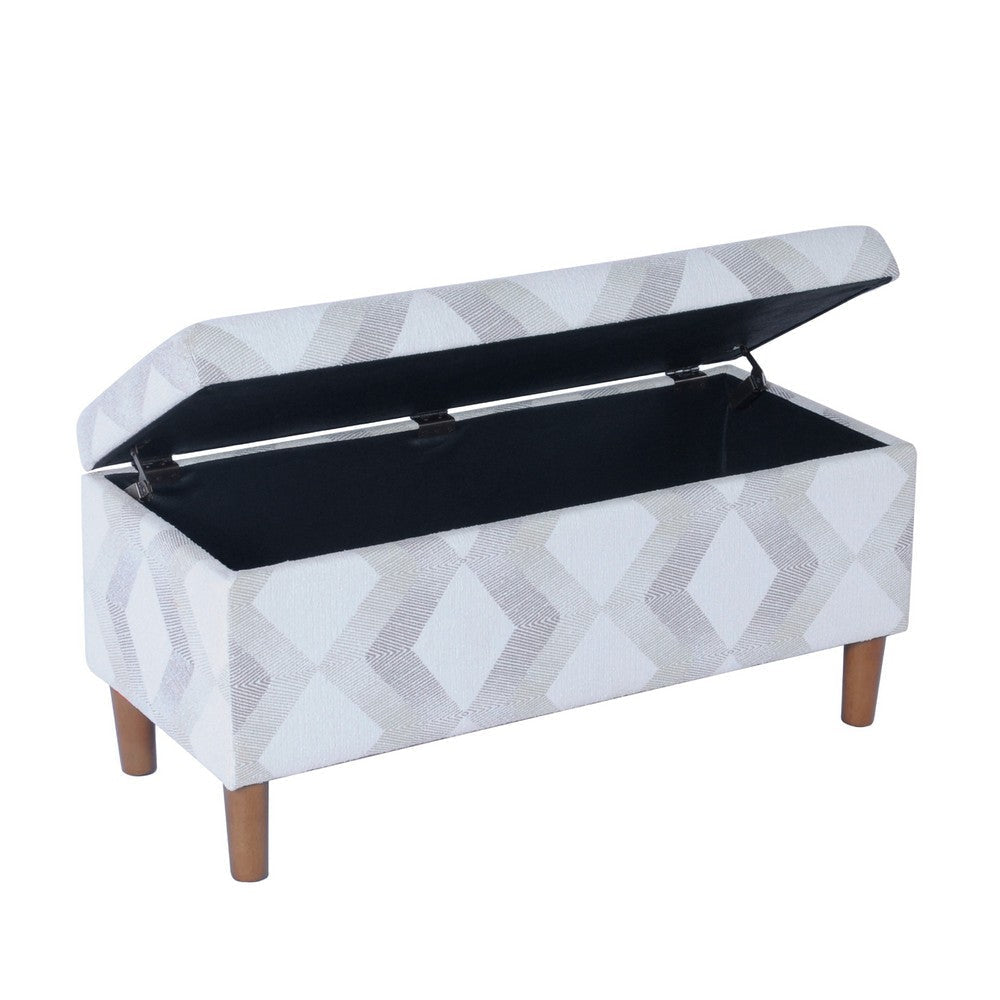 Zia Accent Storage Bench | Cream Gray Woven Diamond Pattern | 36’’