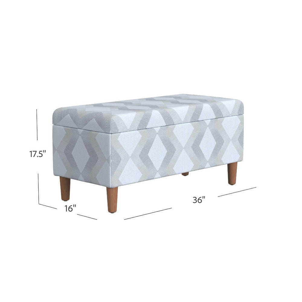Zia Accent Storage Bench | Cream Gray Woven Diamond Pattern | 36’’