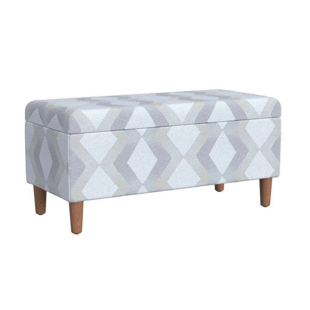 Zia Accent Storage Bench | Cream Gray Woven Diamond Pattern | 36"