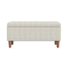 Zia Accent Storage Bench | Cream Chevron Woven Fabric | Brown | 36’’