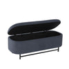 Pat Storage Bench Ottoman | Steel Blue Velvet | Black Metal | 46’’