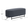 Pat Storage Bench Ottoman | Steel Blue Velvet | Black Metal | 46’’