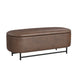 Pat Storage Bench Ottoman | Brown Faux Leather | Black Metal | 46"