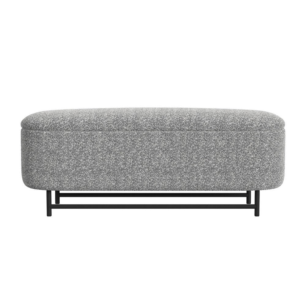 Pat Storage Bench Ottoman | Gray Yarn Cream Boucle | Black Metal 46’’