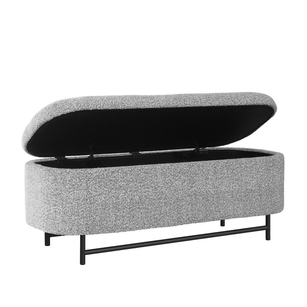 Pat Storage Bench Ottoman | Gray Yarn Cream Boucle | Black Metal 46’’