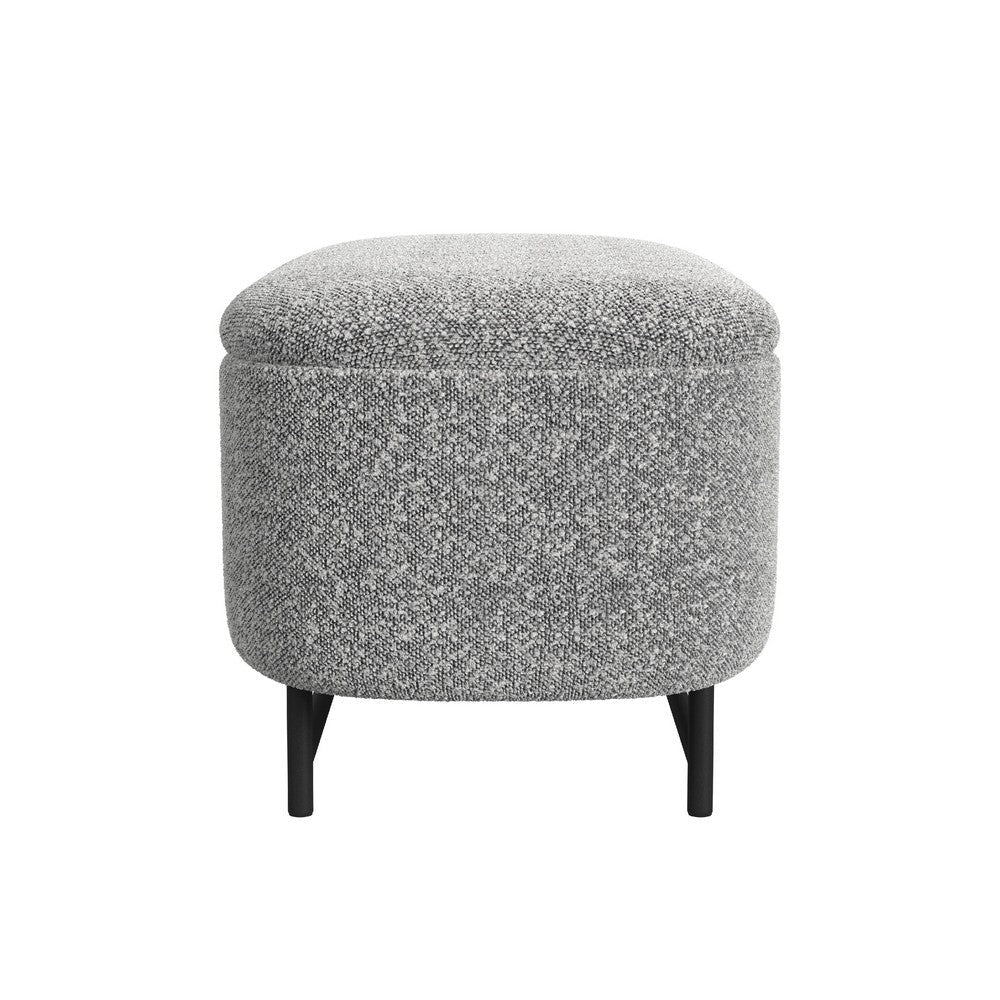 Pat Storage Bench Ottoman | Gray Yarn Cream Boucle | Black Metal 46’’