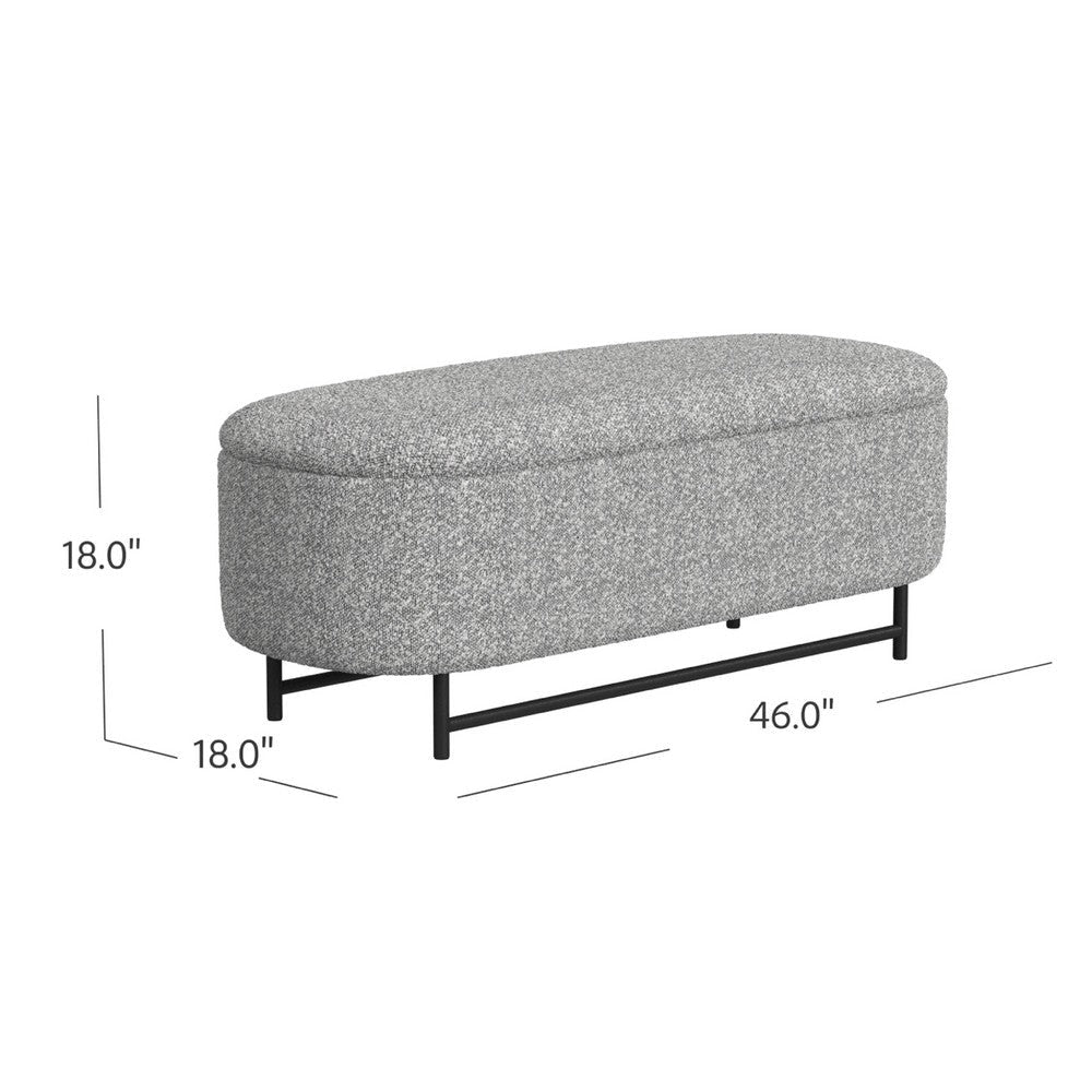 Pat Storage Bench Ottoman | Gray Yarn Cream Boucle | Black Metal 46’’
