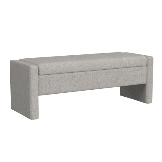 Kim Storage Bench Ottoman | Light Gray Velvet and Solid Wood | 50"