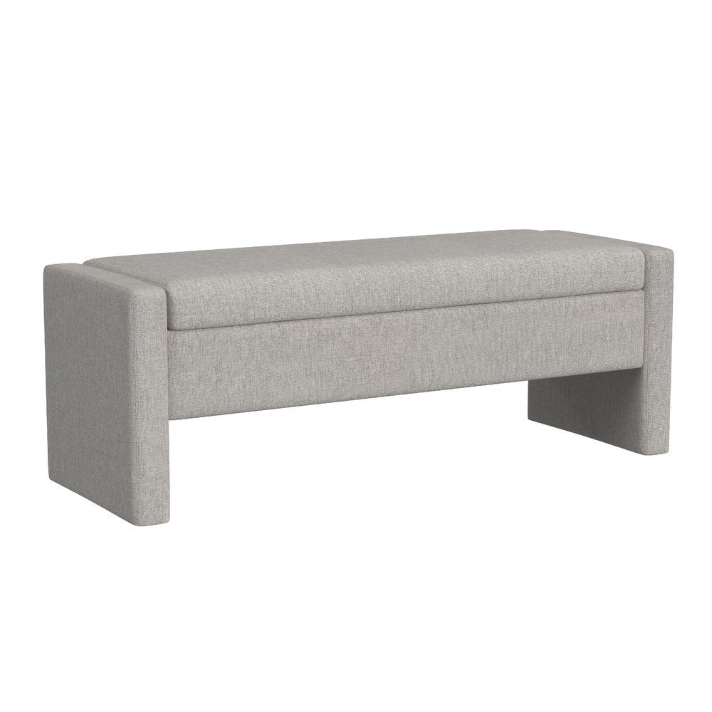 Kim Storage Bench Ottoman | Light Gray Velvet and Solid Wood | 50"