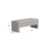 Kim Storage Bench Ottoman | Light Gray Velvet and Solid Wood | 50’’