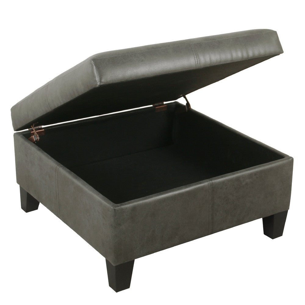 Leo Square Storage Ottoman with Plush Gray Faux Leather | 28’’ BM334223