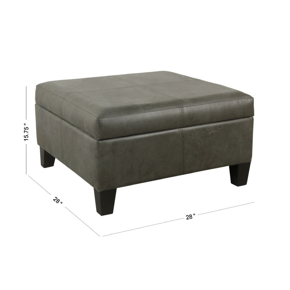 Leo Square Storage Ottoman with Plush Gray Faux Leather | 28’’ BM334223