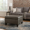 Leo Square Storage Ottoman with Plush Gray Faux Leather | 28"