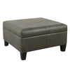 Leo Square Storage Ottoman with Plush Gray Faux Leather | 28"