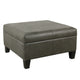 Leo Square Storage Ottoman with Plush Gray Faux Leather | 28"