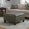 Leo Square Storage Ottoman with Plush Gray Faux Leather | 28"