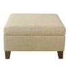 Leo Square Storage Ottoman with Plush Tan Brown Woven Fabric | 28’’