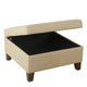 Leo Square Storage Ottoman with Plush Tan Brown Woven Fabric | 28’’