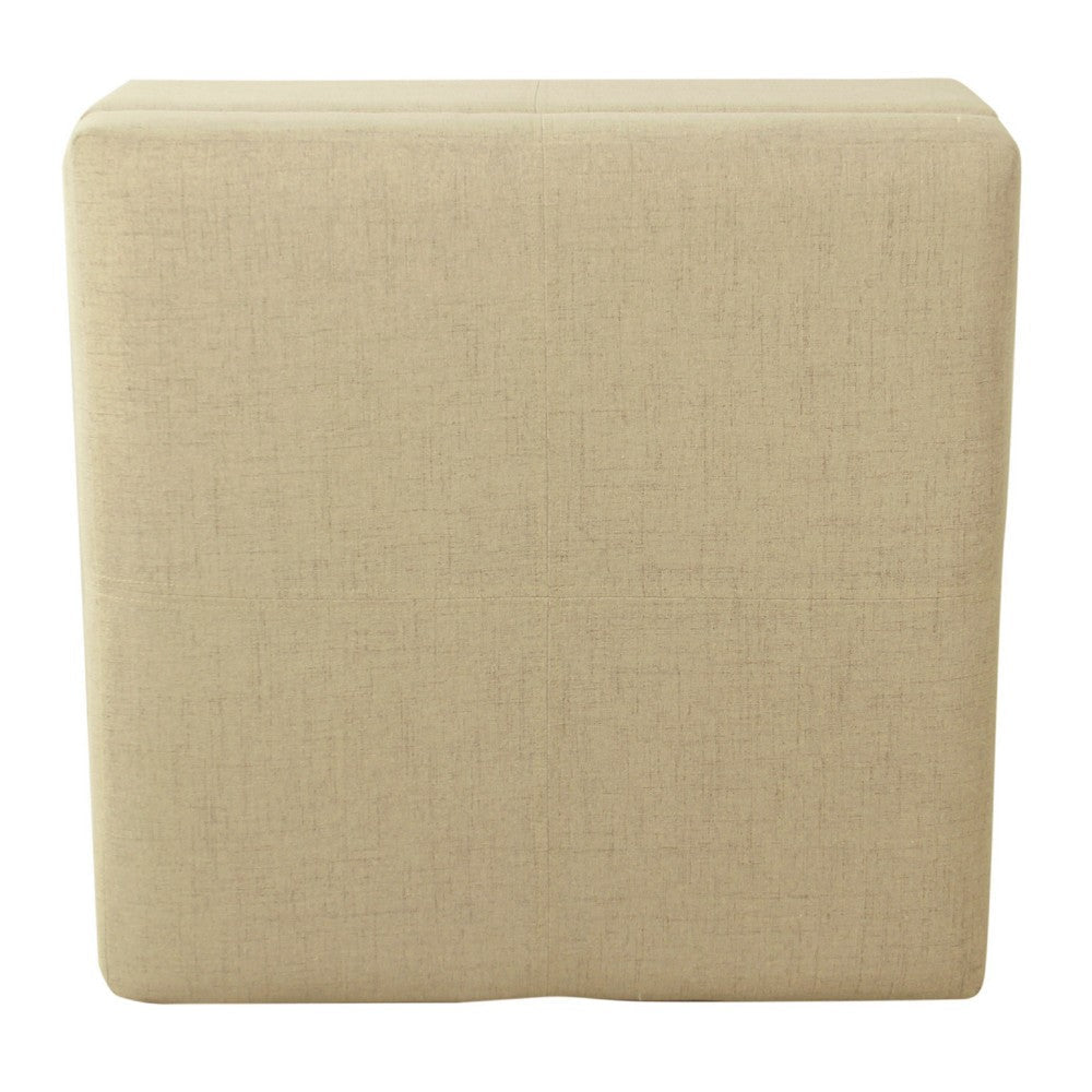 Leo Square Storage Ottoman with Plush Tan Brown Woven Fabric | 28’’