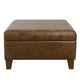 Leo Square Storage Ottoman | Distressed Brown Faux Leather | 28’’