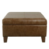 Leo Square Storage Ottoman | Distressed Brown Faux Leather | 28"