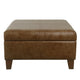 Leo Square Storage Ottoman | Distressed Brown Faux Leather | 28"