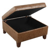 Leo Square Storage Ottoman | Distressed Brown Faux Leather | 28’’
