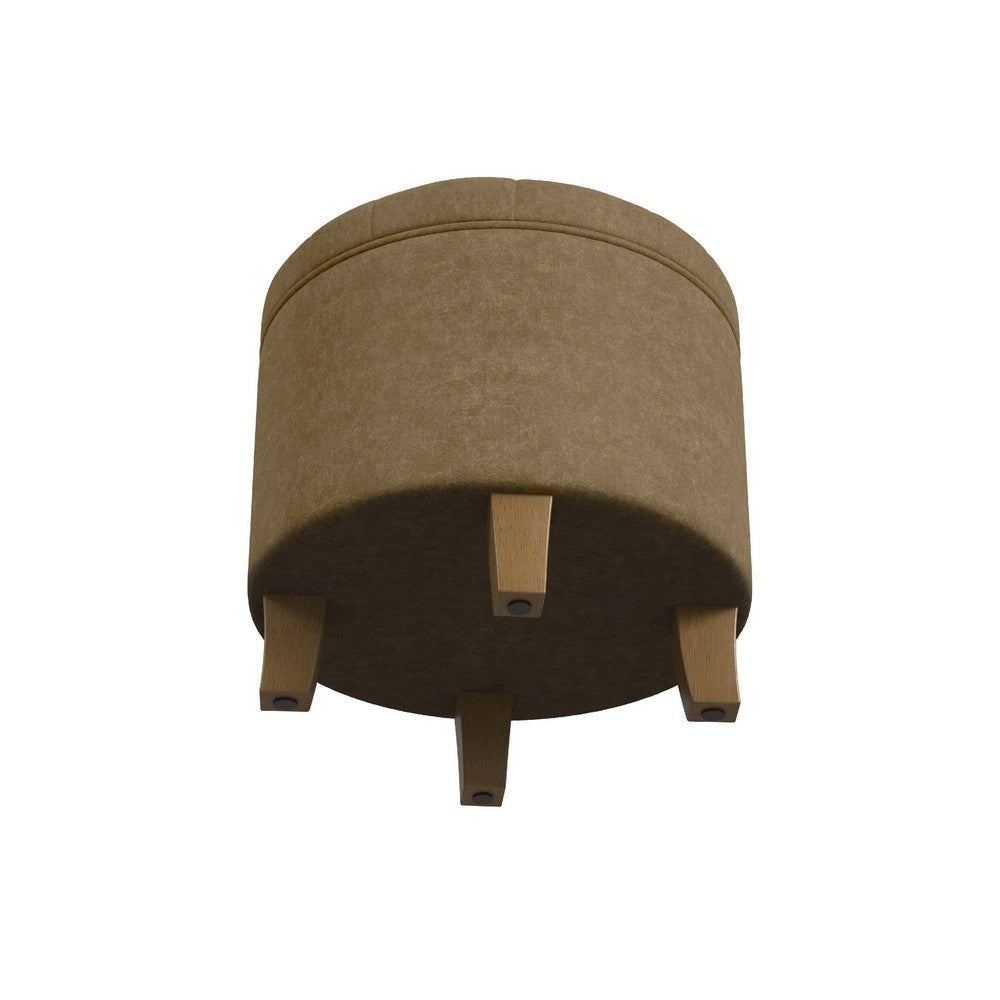 Wes Round Storage Ottoman | Mocha Brown Velvet | Hardwood | 19’’ BM334226