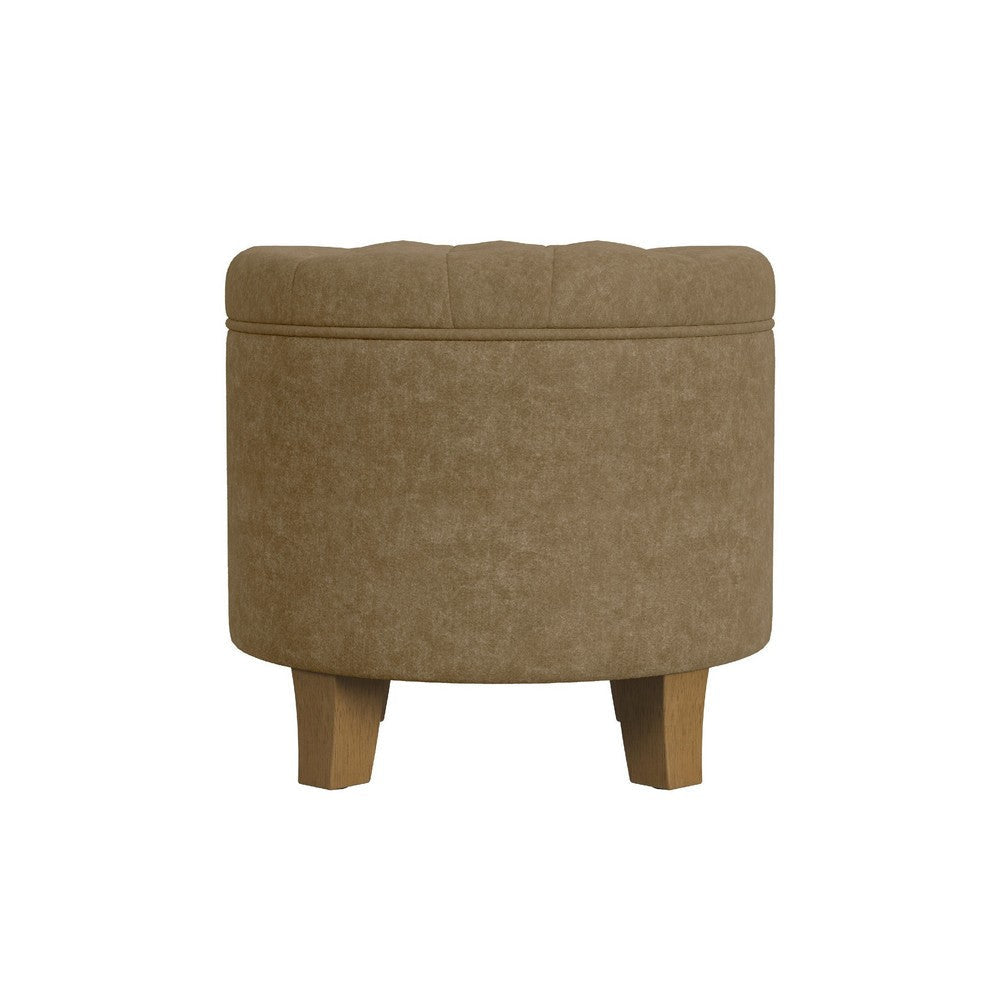 Wes Round Storage Ottoman | Mocha Brown Velvet | Hardwood | 19’’ BM334226