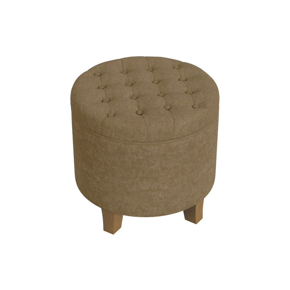 Wes Round Storage Ottoman | Mocha Brown Velvet | Hardwood | 19"