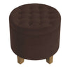 Wes Round Storage Ottoman | Chocolate Brown Velvet | Hardwood | 19"